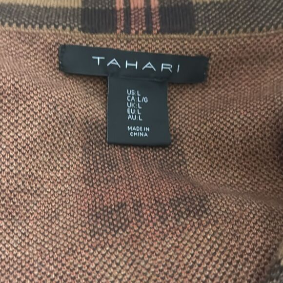 Tahari Plaid Rayon Long Sleeve Cropped Collared Blazer Jacket Size L - Picture 8 of 9